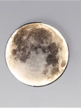 Full Moon Wall Art Light - Cream and Gray Moon Decor